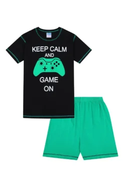 Boys Keep Calm And Game On Short Pyjamas