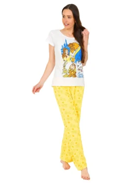 Women's Disney Beauty And The Beast Belle Mrs Potts Long Pyjama Set