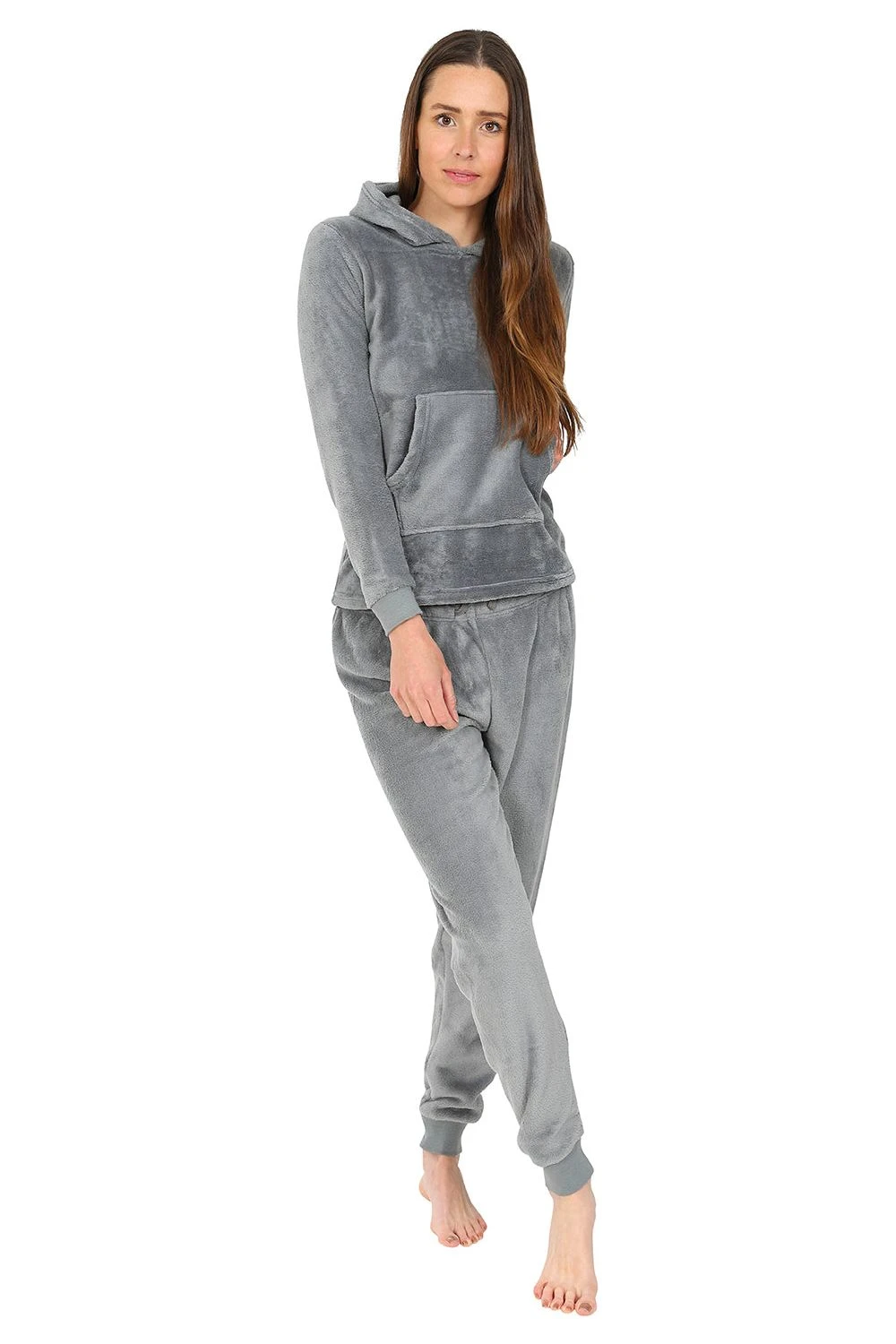 Girls Grey Fleece Hooded Lounge Pyjama Set 1 Girls Grey Fleece Hooded Lounge Pyjama Set