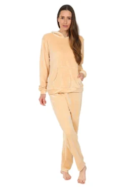 Girls Gold Velour Hooded Lounge Set Tracksuit