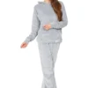 Girls Grey Velour Hooded Lounge Set Tracksuit