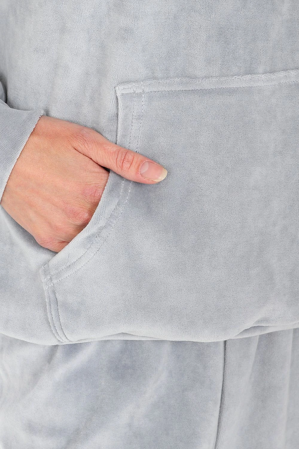 Girls Grey Velour Hooded Lounge Set Tracksuit 6 Girls Grey Velour Hooded Lounge Set Tracksuit - Image 6