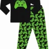 Boys Player 1 Green Gaming Controller Long Pyjamas