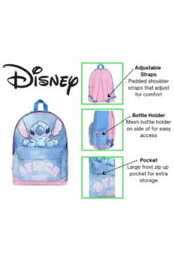 Disney Lilo And Stitch Girls Backpack, Kids Schoolbag, Rucksack Blue -All Ages Fashion Stitch1 1