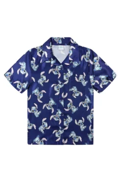 Girls Disney Lilo And Stitch Short Navy Satin Silk Pyjama Set -All Ages Fashion Stitchsilkshort 1 scaled