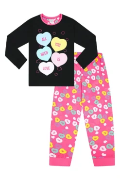 Girls All You Need Is Love Heart Long Pyjamas