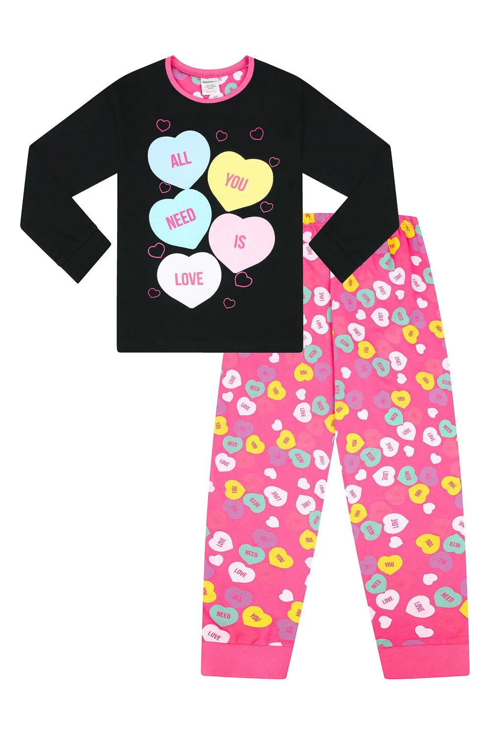 Girls All You Need Is Love Heart Long Pyjamas 1 Girls All You Need Is Love Heart Long Pyjamas