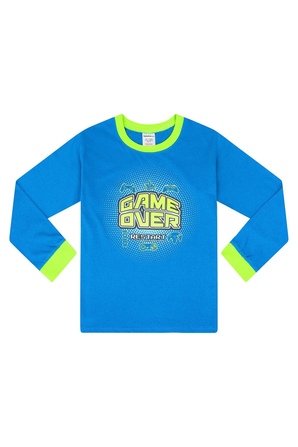Boys Game Over Restart Green Blue Long Pyjamas 2 Boys Game Over Restart Green Blue Long Pyjamas - Image 2