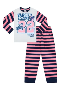 Girls USA College Varsity Team Stripe Long Pyjamas 9-10 Years