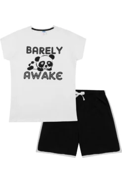 Women's Barely Awake Panda Short Pyjamas -All Ages Fashion barely awake ladies pyjamas short scaled