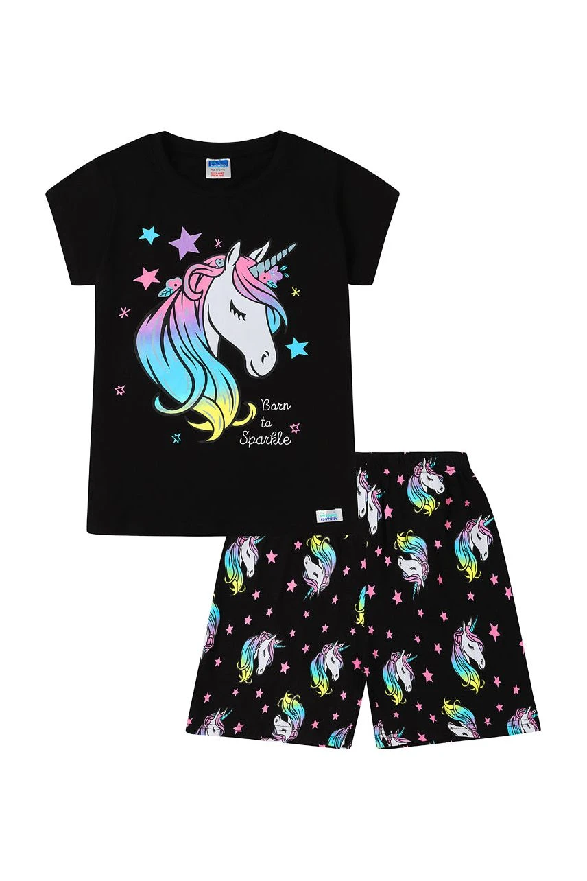 Girl's Born To Sparkle Unicorn Short Pyjamas 6 Girl's Born To Sparkle Unicorn Short Pyjamas - Image 6