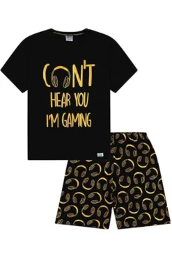 Can't Hear You I'm Gaming' Short Pyjamas Gold -All Ages Fashion can thearyougoldshort
