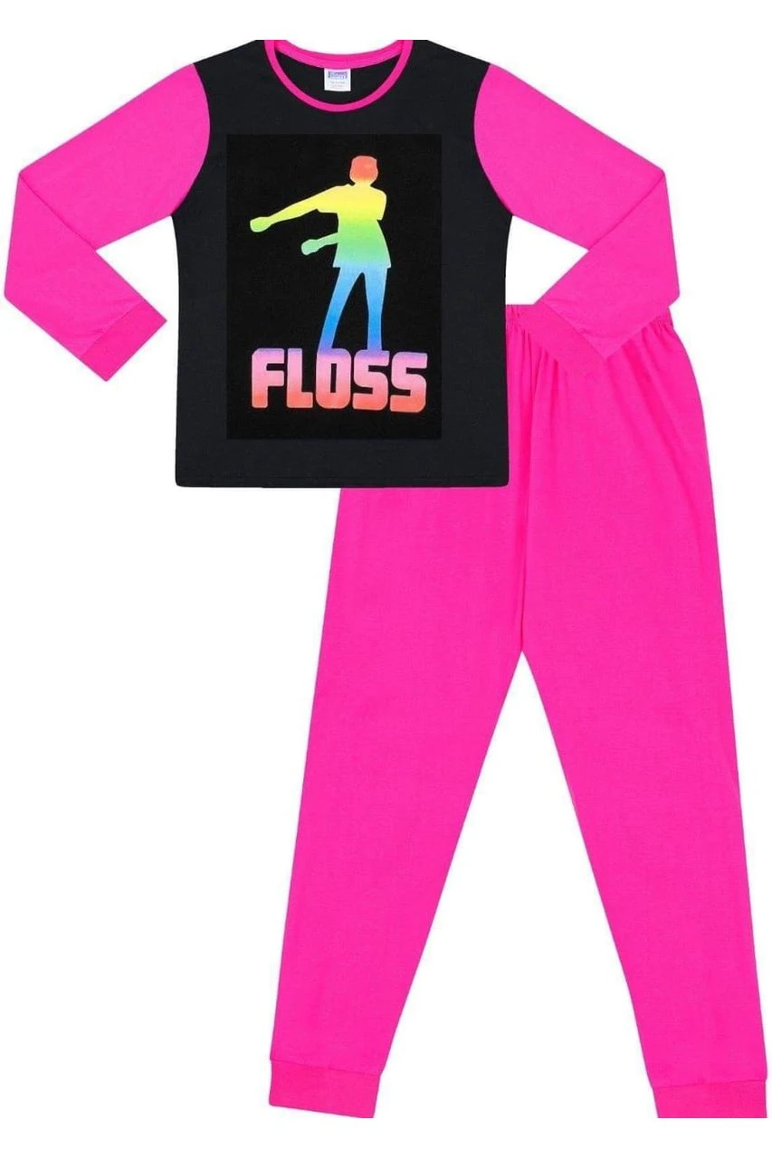 Girls Floss Dance Rainbow Long Pyjamas 1 Girls Floss Dance Rainbow Long Pyjamas