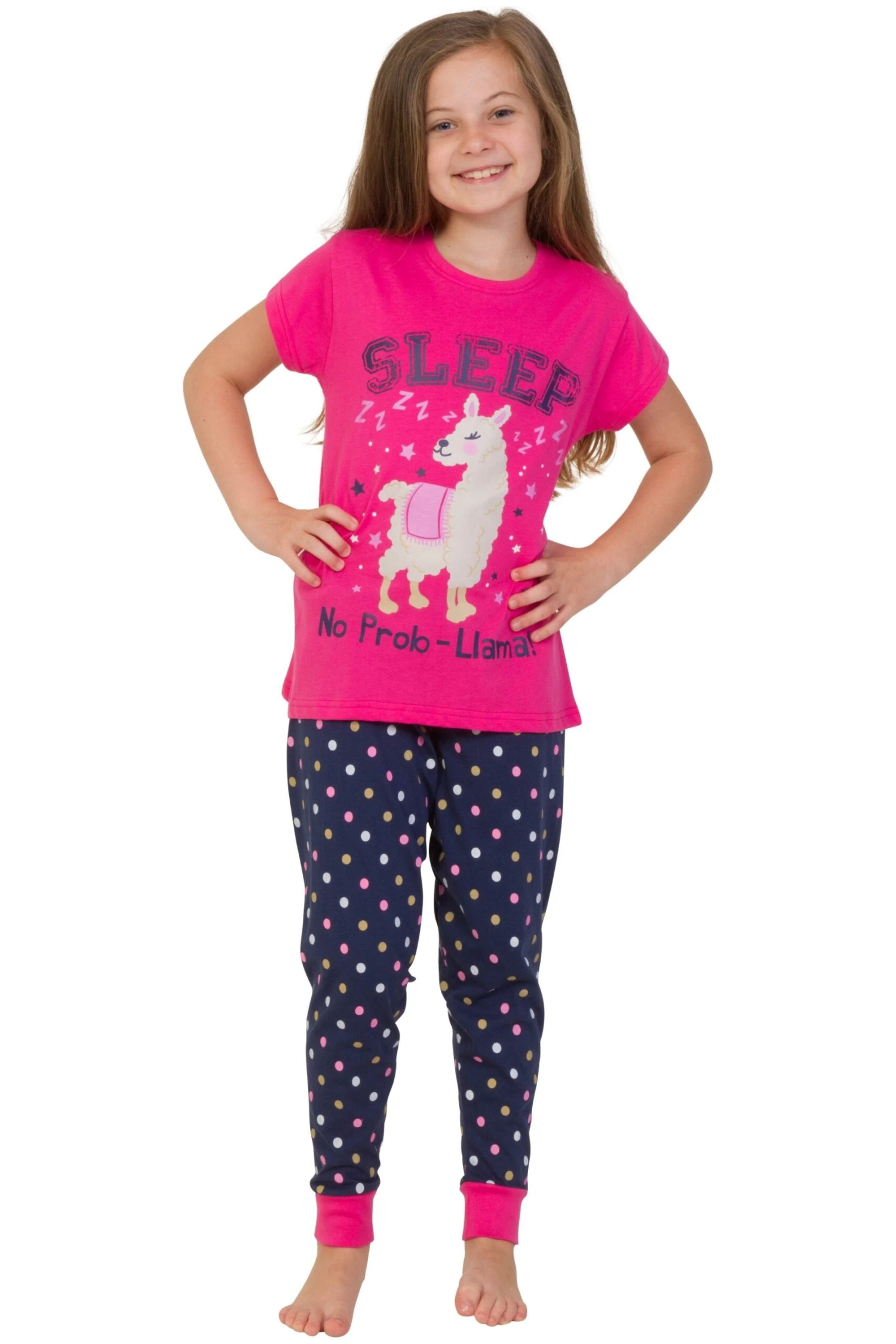 Girls Sleep No Prob-Llama Long Pyjamas 1 Girls Sleep No Prob-Llama Long Pyjamas
