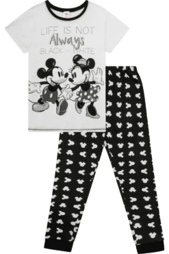 Women's Minnie And Mickey Mouse Long Pyjamas -All Ages Fashion minnie mouse life is not always black and white scaled
