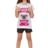 Girls "Most Wanted Pug" Short Pyjamas