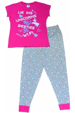 Girls Lie Ins, Unicorns, Besties, Wifi Long Pyjamas -All Ages Fashion s l1600 23